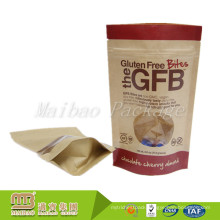Custom Printed Resealable Round Bottom Kraft Paper Stand Up Pouch With Window And Zipper For Food